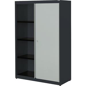 mauser Schuifdeurkast, h x b x d = 1516 x 1000 x 432 mm, stalen blad, 3 legborden, antracietgrijs / lichtgrijs / antracietgrijs