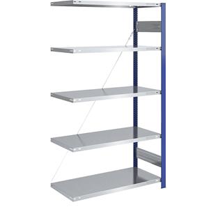 EUROKRAFTpro Lager-Steckregal, Regalständer blau, Boden verzinkt HxB 2000 x 1000 mm Anbauregal, Tiefe 600 mm