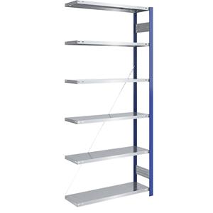 EUROKRAFTpro Magazijn-inhaakstelling, stellingstaander blauw, legbord verzinkt, h x b = 2500 x 1000 mm, aanbouwstelling, diepte 400 mm