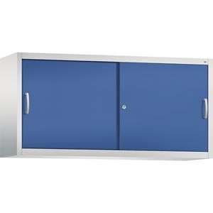 C+P ACCURADO opzetkast met schuifdeuren, 2 legborden, h x b x d = 790 x 1600 x 400 mm, lichtgrijs/gentiaanblauw