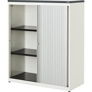 mauser Roldeurkast, h x b x d = 1180 x 1000 x 432 mm, kunststof blad, 2 legborden, zuiver wit / aluminiumkleurig / wit