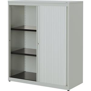 mauser Roldeurkast, h x b x d = 1180 x 1000 x 432 mm, kunststof blad, 2 legborden, lichtgrijs / lichtgrijs / lichtgrijs