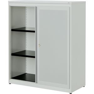 mauser Schuifdeurkast, akoestisch effect, kunststof blad, h x b x d = 1180 x 1000 x 432 mm, 2 legborden, lichtgrijs / lichtgrijs / lichtgrijs