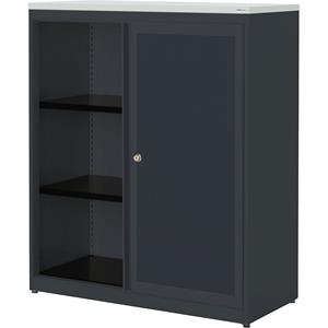 mauser Schuifdeurkast, akoestisch effect, kunststof blad, h x b x d = 1180 x 1000 x 432 mm, 2 legborden, antracietgrijs / antracietgrijs / lichtgrijs