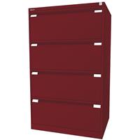Bisley Hängeregistraturschrank, 2-bahnig 4 Schübe, DIN A4 kardinalrot