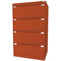 Bisley Hängeregistraturschrank, 2-bahnig 4 Schübe, DIN A4 orange