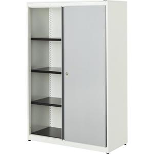 mauser Schuifdeurkast, h x b x d = 1516 x 1000 x 432 mm, stalen blad, 3 legborden, zuiver wit / blank aluminiumkleurig / zuiver wit