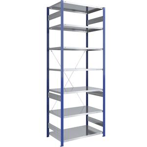 EUROKRAFTpro Magazijn-inhaakstelling, stellingstaander blauw, legbord verzinkt, h x b = 3000 x 1000 mm, basisstelling, diepte 800 mm