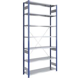 EUROKRAFTpro Magazijn-inhaakstelling, stellingstaander blauw, legbord verzinkt, h x b = 3000 x 1300 mm, basisstelling, diepte 500 mm