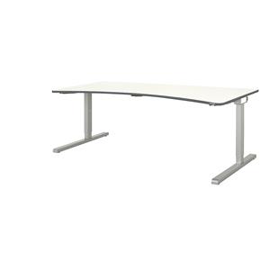 mauser Vrijvormtafel, C-voet, breedte 2000 mm, blad wit, onderstel aluminiumkleurig