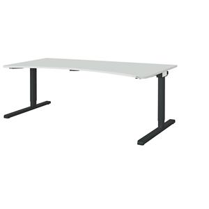 mauser Vrijvormtafel, C-voet, breedte 2000 mm, blad lichtgrijs, onderstel antracietgrijs