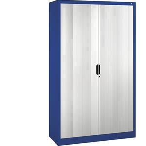 C+P Roldeurkast met horizontale roldeuren, h x b x d = 1980 x 1200 x 420 mm, 4 legborden, 5 ordnerhoogtes, gentiaanblauw / lichtgrijs