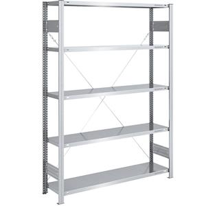 EUROKRAFTpro Grootvak-inhaakstelling, verzinkt, hoogte 2000 mm, veldlast 1600 kg, lichte constructie, basisstelling, b x d = 1300 x 400 mm