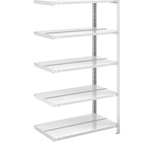 Hofe Akten-Schraubregal, lichtgrau RAL 7035 Regalhöhe 1500 mm, doppelseitig Anbauregal, Breite x Tiefe 750 x 600 mm
