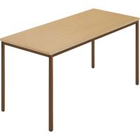 Rechthoekige tafel, vierkante buis met coating, b x d = 1400 x 700 mm, naturel beukenhout / bruin