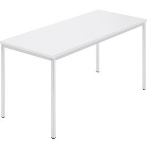Rechthoekige tafel, vierkante buis met coating, b x d = 1400 x 700 mm, wit / grijs