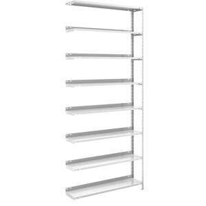 Hofe Akten-Schraubregal, lichtgrau RAL 7035 Regalhöhe 2550 mm Anbauregal, Breite x Tiefe 1000 x 300 mm