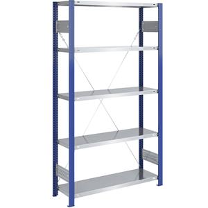 EUROKRAFTpro Lager-Steckregal, Regalständer blau, Boden verzinkt HxB 2000 x 1000 mm Grundregal, Tiefe 400 mm