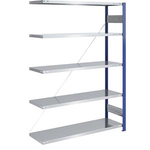 EUROKRAFTpro Lager-Steckregal, Regalständer blau, Boden verzinkt HxB 2000 x 1300 mm Anbauregal, Tiefe 500 mm