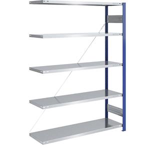 EUROKRAFTpro Magazijn-inhaakstelling, stellingstaander blauw, legbord verzinkt, h x b = 2000 x 1300 mm, aanbouwstelling, diepte 500 mm