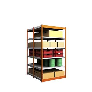 hofe Robuuste inhaakstelling, dubbelzijdig, stellinghoogte 2500 mm, oranje / verzinkt, legbordbreedte 1325 mm, basisstelling, breedte x diepte = 1325 x 800 mm