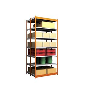 hofe Robuuste inhaakstelling, dubbelzijdig, stellinghoogte 3000 mm, oranje / verzinkt, legbordbreedte 1325 mm, basisstelling, breedte x diepte = 1325 x 500 mm