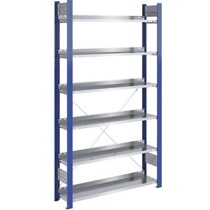 Hofe Ordner-Steckregal einseitig, Höhe 2000 mm BxT 1000 x 300 mm, Grundregal, blau / verzinkt