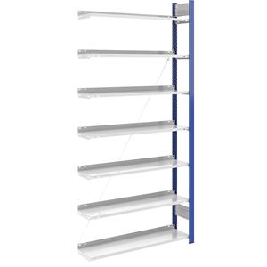 hofe Ordner-inhaakstelling, enkelzijdig, hoogte 2350 mm, b x d = 1000 x 300 mm, aanbouwstelling, blauw/grijs