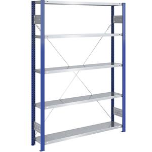 EUROKRAFTpro Lager-Steckregal, Regalständer blau, Boden verzinkt HxB 2000 x 1300 mm Grundregal, Tiefe 300 mm
