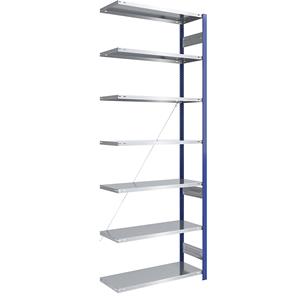 EUROKRAFTpro Magazijn-inhaakstelling, stellingstaander blauw, legbord verzinkt, h x b = 3000 x 1000 mm, aanbouwstelling, diepte 500 mm