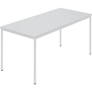 Rechthoekige tafel, ronde buis met coating, b x d = 1500 x 800 mm, grijs / grijs