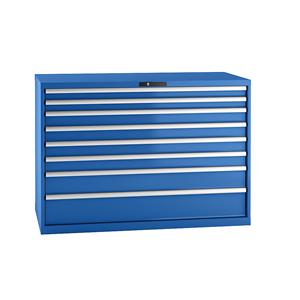 LISTA Ladenkast, plaatstaal, h x b = 1000 x 1431 mm, 8 laden, laadvermogen 75 kg, gentiaanblauw