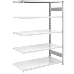 EUROKRAFTpro Magazijn inhaakstelling, grijs, h x b = 2000 x 1300 mm, met 5 stalen legborden, aanbouwstelling, vakdraagvermogen 190 kg, diepte 800 mm