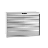 Lista Schubladenschrank, Stahlblech HxB 1000 x 1431 mm, 8 Schubladen Tragkraft 75 kg, lichtgrau