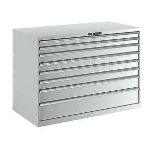 LISTA Ladenkast, plaatstaal, h x b = 1000 x 1431 mm, 8 laden, laadvermogen 75 kg, lichtgrijs
