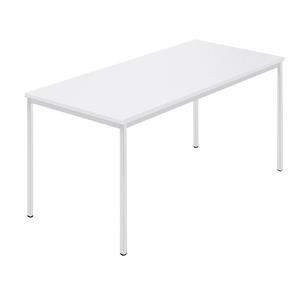 Rechthoekige tafel, vierkante buis met coating, b x d = 1500 x 800 mm, wit / grijs