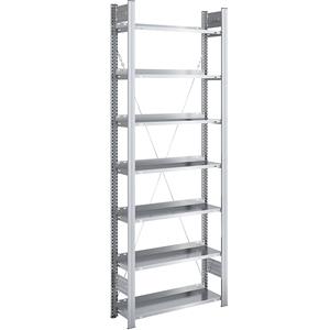 Hofe Akten-Steckregal, verzinkt Regalhöhe 2350 mm, einseitig Grundregal, BxT 750 x 300 mm