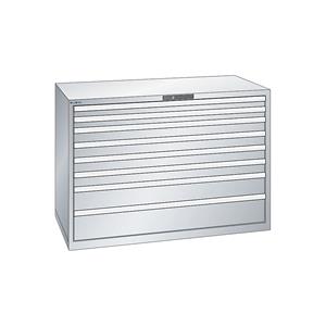 LISTA Ladenkast, plaatstaal, h x b = 1000 x 1431 mm, 8 laden, laadvermogen 200 kg, lichtgrijs