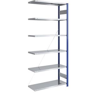 EUROKRAFTpro Magazijn-inhaakstelling, stellingstaander blauw, legbord verzinkt, h x b = 2500 x 1000 mm, aanbouwstelling, diepte 500 mm