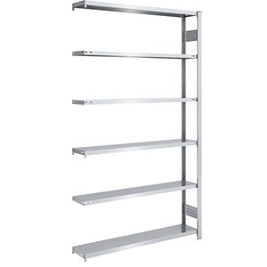 EUROKRAFTpro Magazijn inhaakstelling, verzinkt, h x b = 2500 x 1300 mm, met 6 stalen legborden, aanbouwstelling, vakdraagvermogen 175 kg, diepte 300 mm