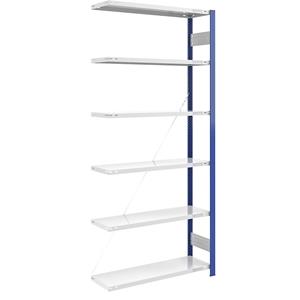 EUROKRAFTpro Magazijn-inhaakstelling, stellingstaander blauw, h x b = 2500 x 1000 mm, legbord lichtgrijs, aanbouwstelling, diepte 400 mm