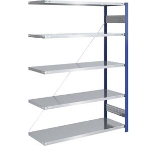 EUROKRAFTpro Magazijn-inhaakstelling, stellingstaander blauw, legbord verzinkt, h x b = 2000 x 1300 mm, aanbouwstelling, diepte 600 mm