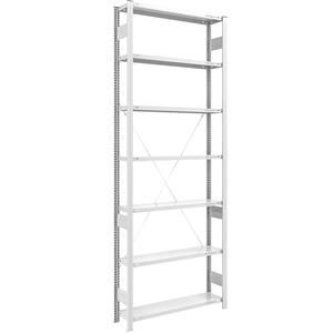 EUROKRAFTpro Magazijn inhaakstelling, lichtgrijs RAL 7035, middelzware constructie, stellinghoogte 3000 mm, basisstelling, breedte x diepte = 1000 x 300 mm