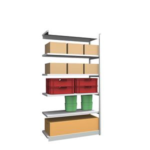 hofe Robuuste inhaakstelling, enkelzijdig, stellinghoogte 2500 mm, lichtgrijs / verzinkt, legbordbreedte 1325 mm, aanbouwstelling, breedte x diepte = 1325 x 500 mm