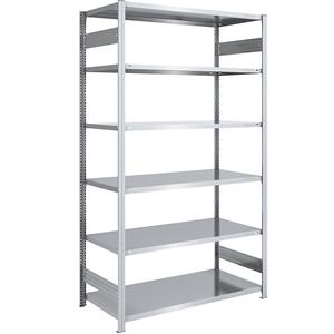 EUROKRAFTpro Magazijn inhaakstelling, verzinkt, h x b = 2500 x 1300 mm, met 6 stalen legborden, basisstelling, vakdraagvermogen 190 kg, diepte 800 mm