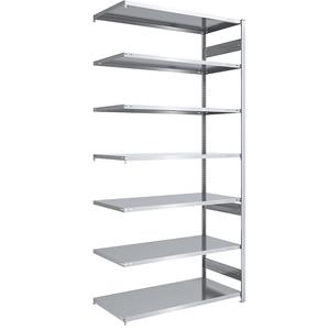 EUROKRAFTpro Magazijn inhaakstelling, verzinkt, h x b = 3000 x 1300 mm, met 7 stalen legborden, aanbouwstelling, vakdraagvermogen 190 kg, diepte 800 mm