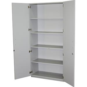 EUROKRAFTpro Vleugeldeurkast, h x b x d = 1864 x 913 x 440 mm, 4 legborden, lichtgrijs RAL 7035, met dubbele vleugeldeur