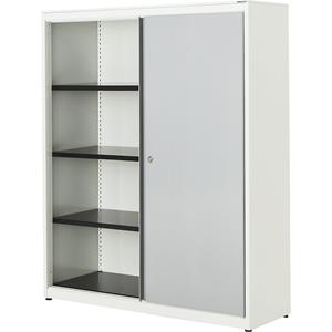 mauser Schuifdeurkast, h x b x d = 1516 x 1200 x 432 mm, stalen blad, 3 legborden, zuiver wit / blank aluminiumkleurig / zuiver wit