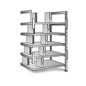 Ordner- und Archiv-Steckregal, verzinkt Höhe 1920 mm, doppelseitig Boden-BxT 800 x 600 mm, Anbaufeld