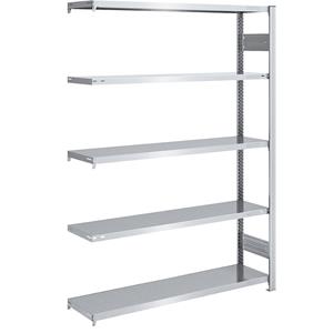 EUROKRAFTpro Lager-Steckregal, verzinkt HxB 2000 x 1300 mm, mit 5 Stahlböden Anbauregal, Fachlast 215 kg, Tiefe 400 mm